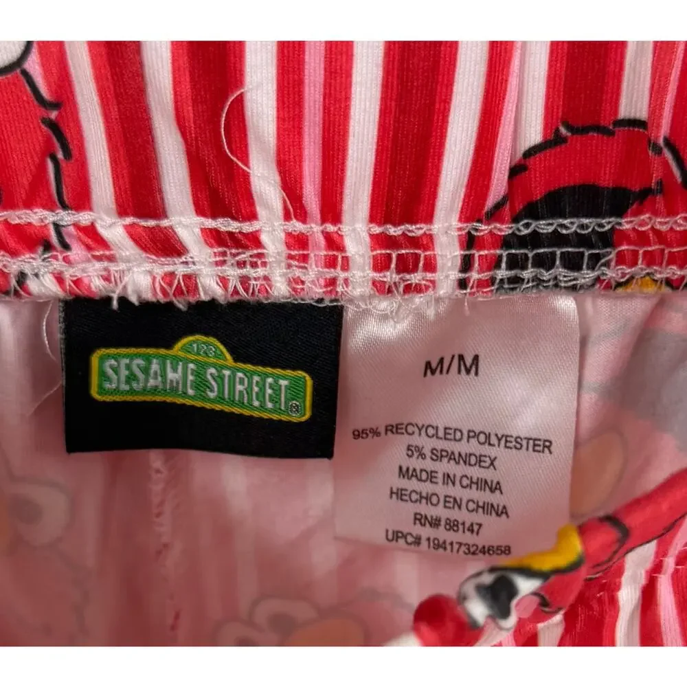 Sesame Street Womens Elmo Pajama Shorts Size Medium Red Striped PJs